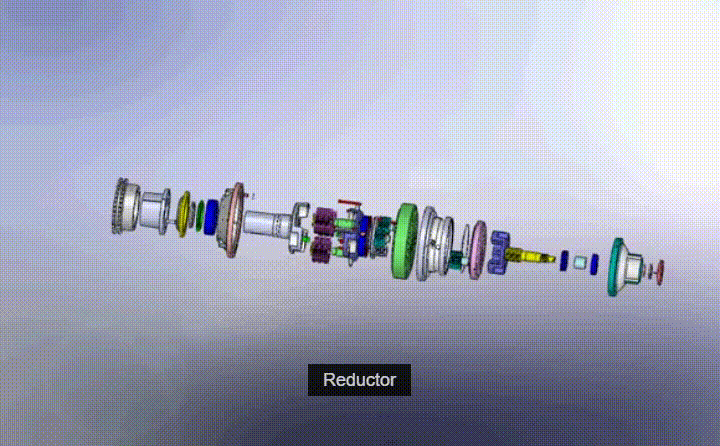 Animación del despiece interior de un reductor epicicloidal